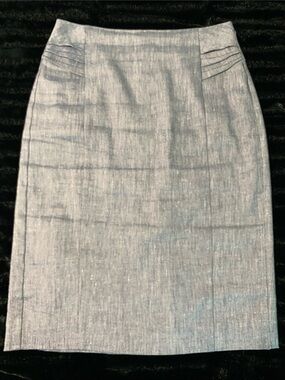 Express Light Blue Pencil Skirt with Pleat Accents